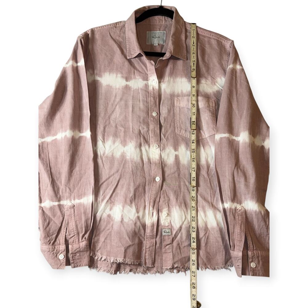 Rails Ingrid Raw Hem Long-Sleeve Button Down Shirt, Mauve/White, Women's Large